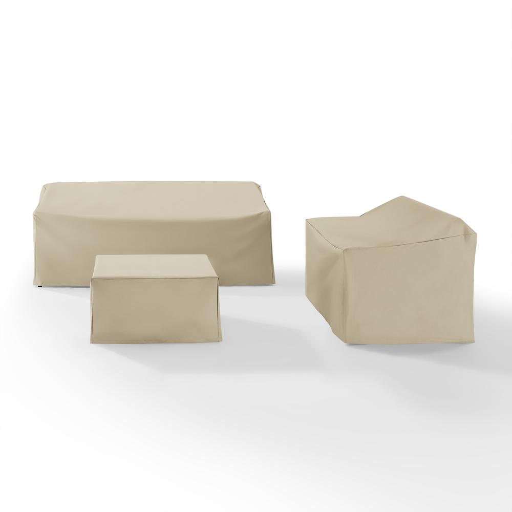 3Pc Outdoor Furniture Cover Set, Loveseat, Sofa, & Square Table/Ottoman. Picture 3