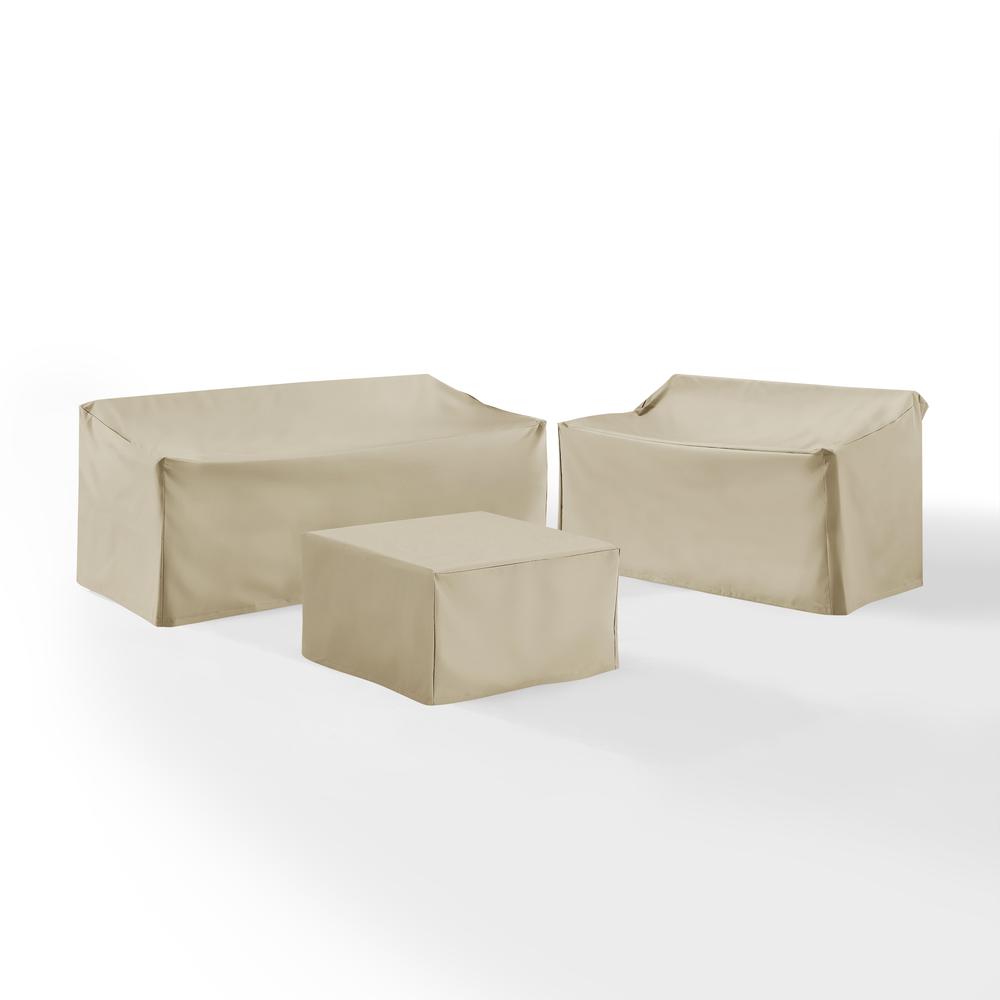 3Pc Outdoor Furniture Cover Set, Loveseat, Sofa, & Square Table/Ottoman. Picture 4