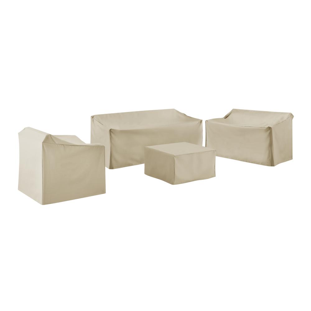 4Pc Outdoor Furniture Cover Set, Loveseat, Sofa, Square Table/Ottoman, Arm Chair. Picture 1