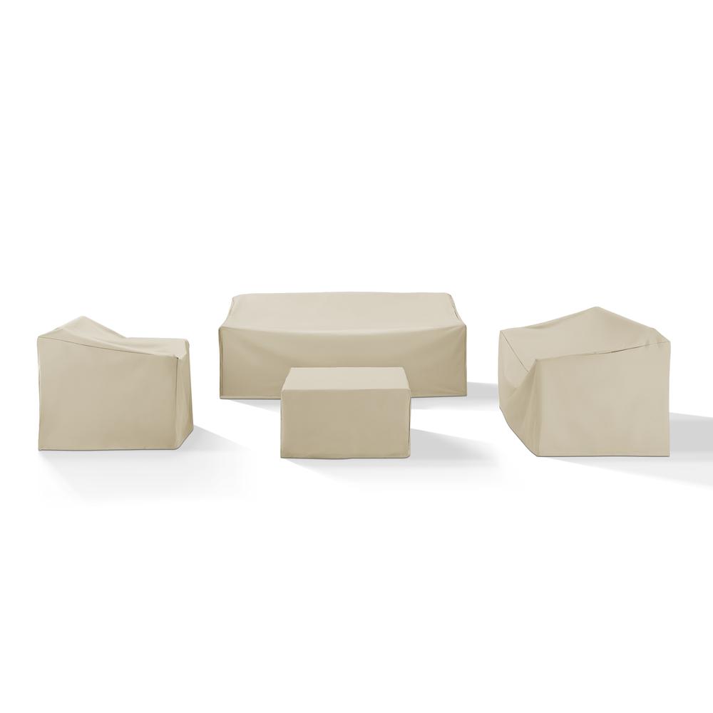 4Pc Outdoor Furniture Cover Set, Loveseat, Sofa, Square Table/Ottoman, Arm Chair. Picture 4
