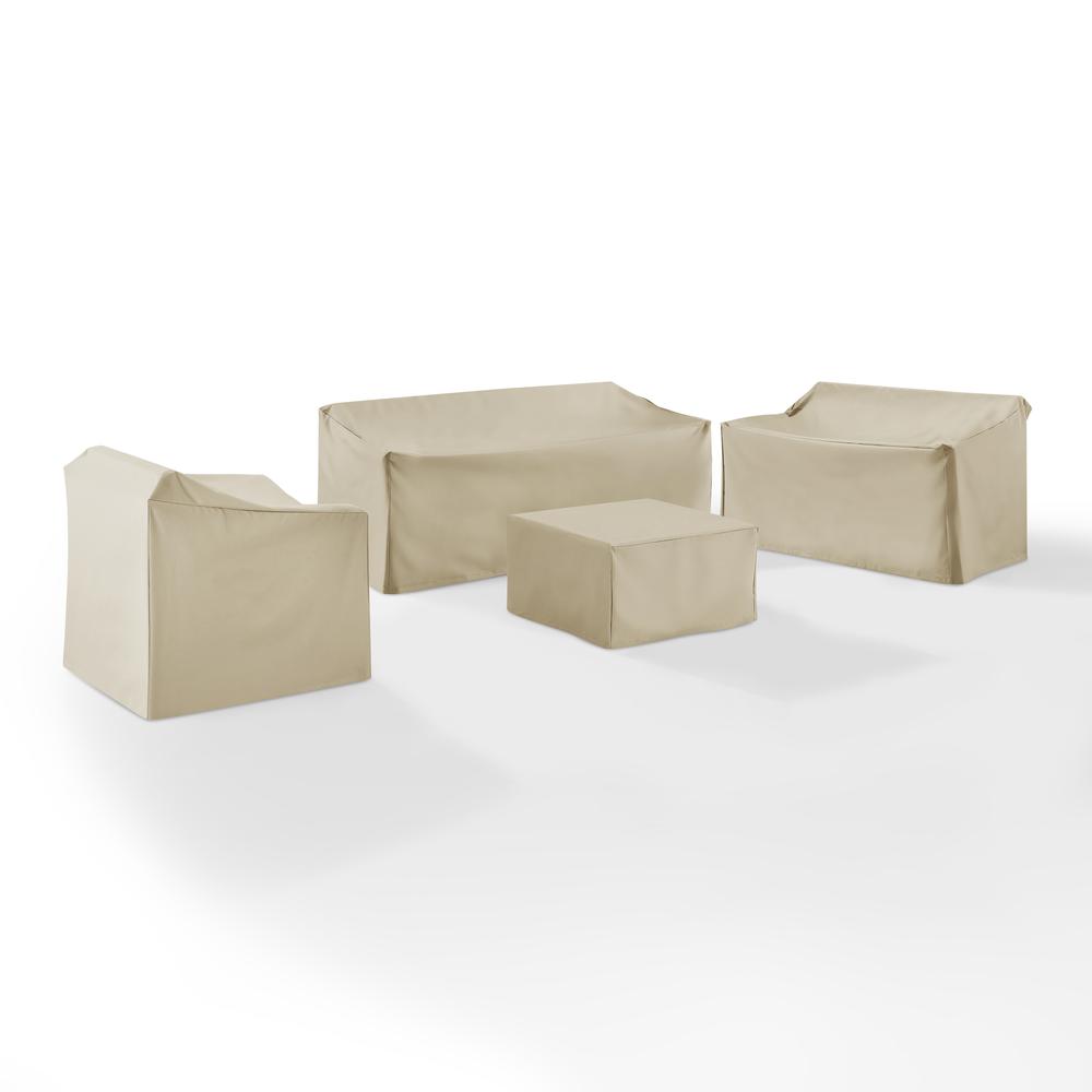 4Pc Outdoor Furniture Cover Set, Loveseat, Sofa, Square Table/Ottoman, Arm Chair. Picture 5