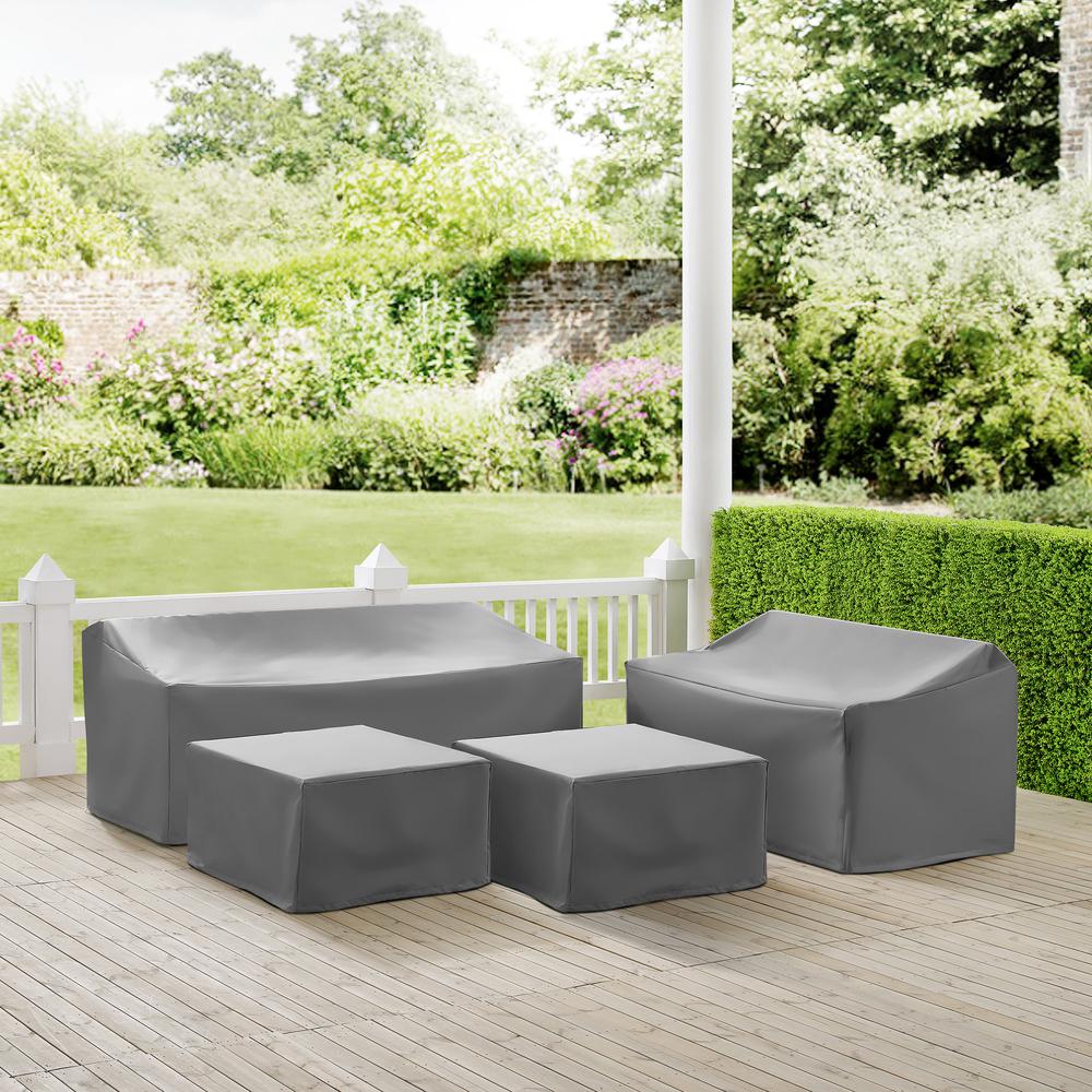 4Pc Outdoor Furniture Cover Set, Loveseat, Sofa, 2 Square Table/Ottoman. Picture 2