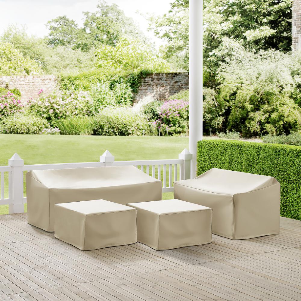 4Pc Outdoor Furniture Cover Set, Loveseat, Sofa, 2 Square Table/Ottoman. Picture 2
