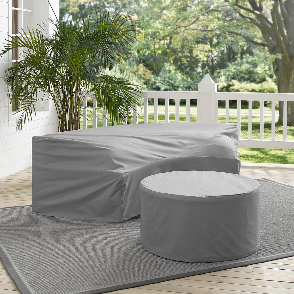 Catalina 2Pc Outdoor Furniture Cover Set - Round Sectional Sofa & Coffee Table. Picture 2