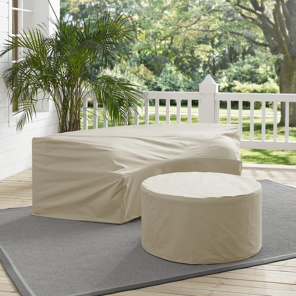 Catalina 2Pc Outdoor Furniture Cover Set - Round Sectional Sofa & Coffee Table. Picture 2