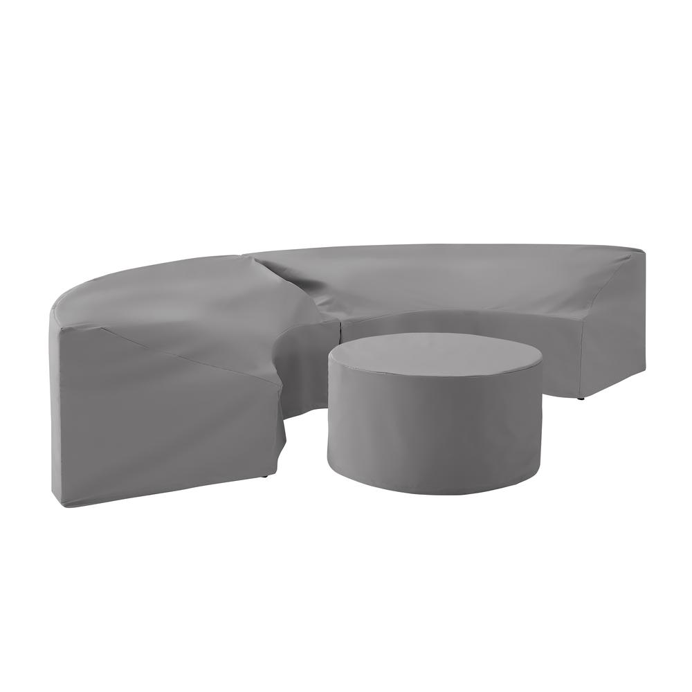 Catalina 3Pc Outdoor Furniture Cover Set, 2 Round Sectional Sofas & Coffee Table. Picture 2