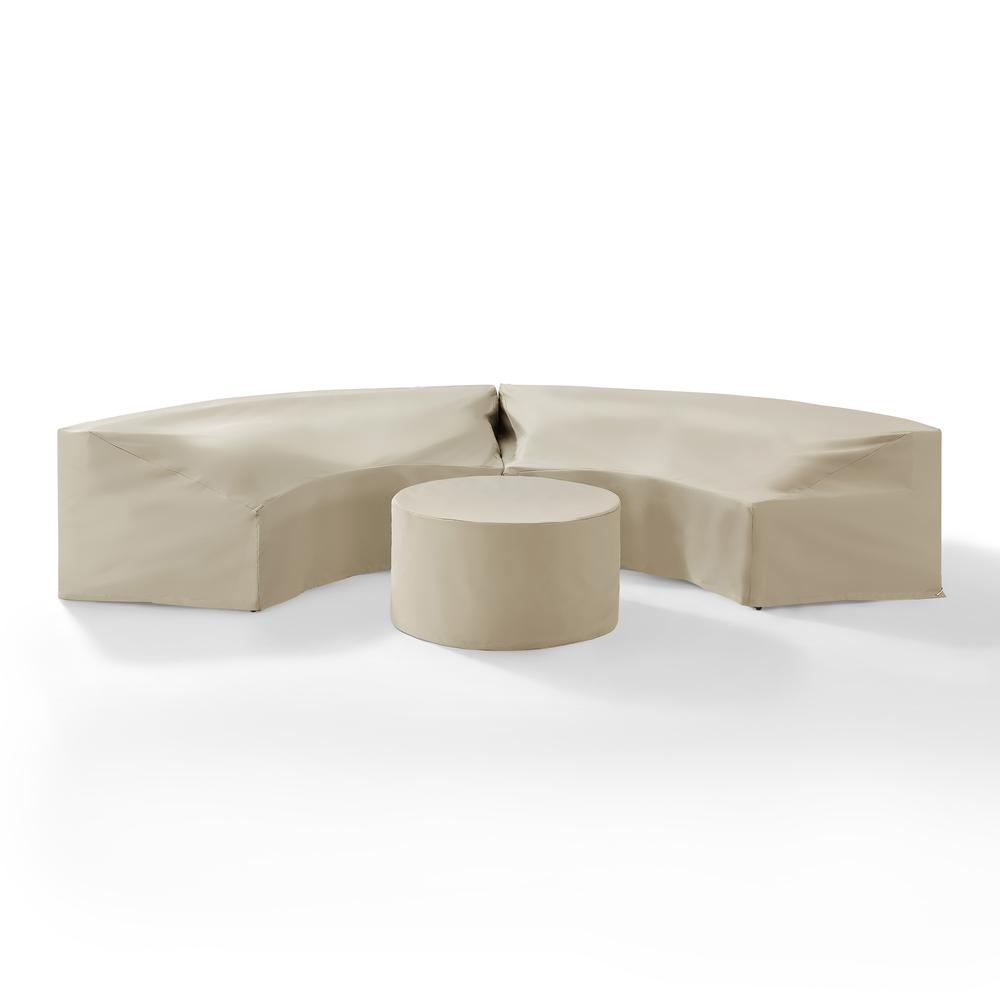 Catalina 3Pc Outdoor Furniture Cover Set, 2 Round Sectional Sofas & Coffee Table. Picture 4