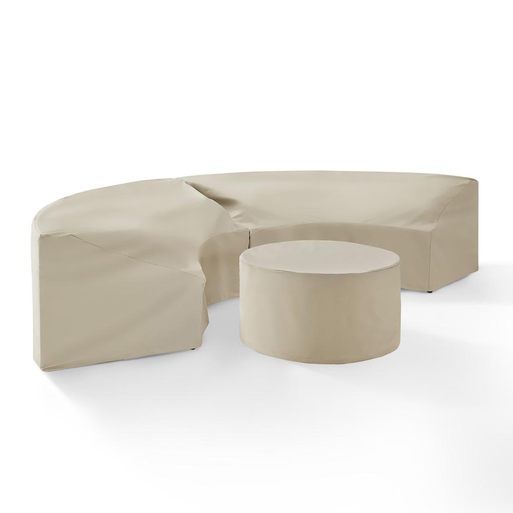 Catalina 3Pc Outdoor Furniture Cover Set, 2 Round Sectional Sofas & Coffee Table. Picture 5