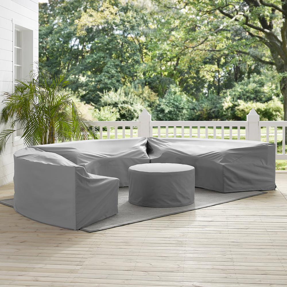 Catalina 4Pc Outdoor Furniture Cover Set, 3 Round Sectional Sofas & Coffee Table. Picture 2