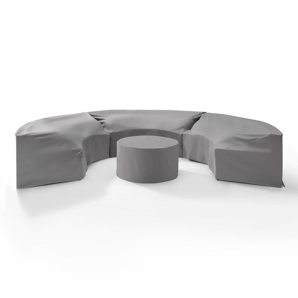Catalina 4Pc Outdoor Furniture Cover Set, 3 Round Sectional Sofas & Coffee Table. Picture 4
