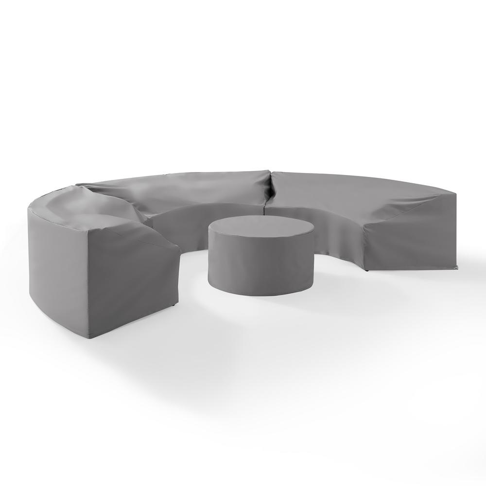 Catalina 4Pc Outdoor Furniture Cover Set, 3 Round Sectional Sofas & Coffee Table. Picture 5
