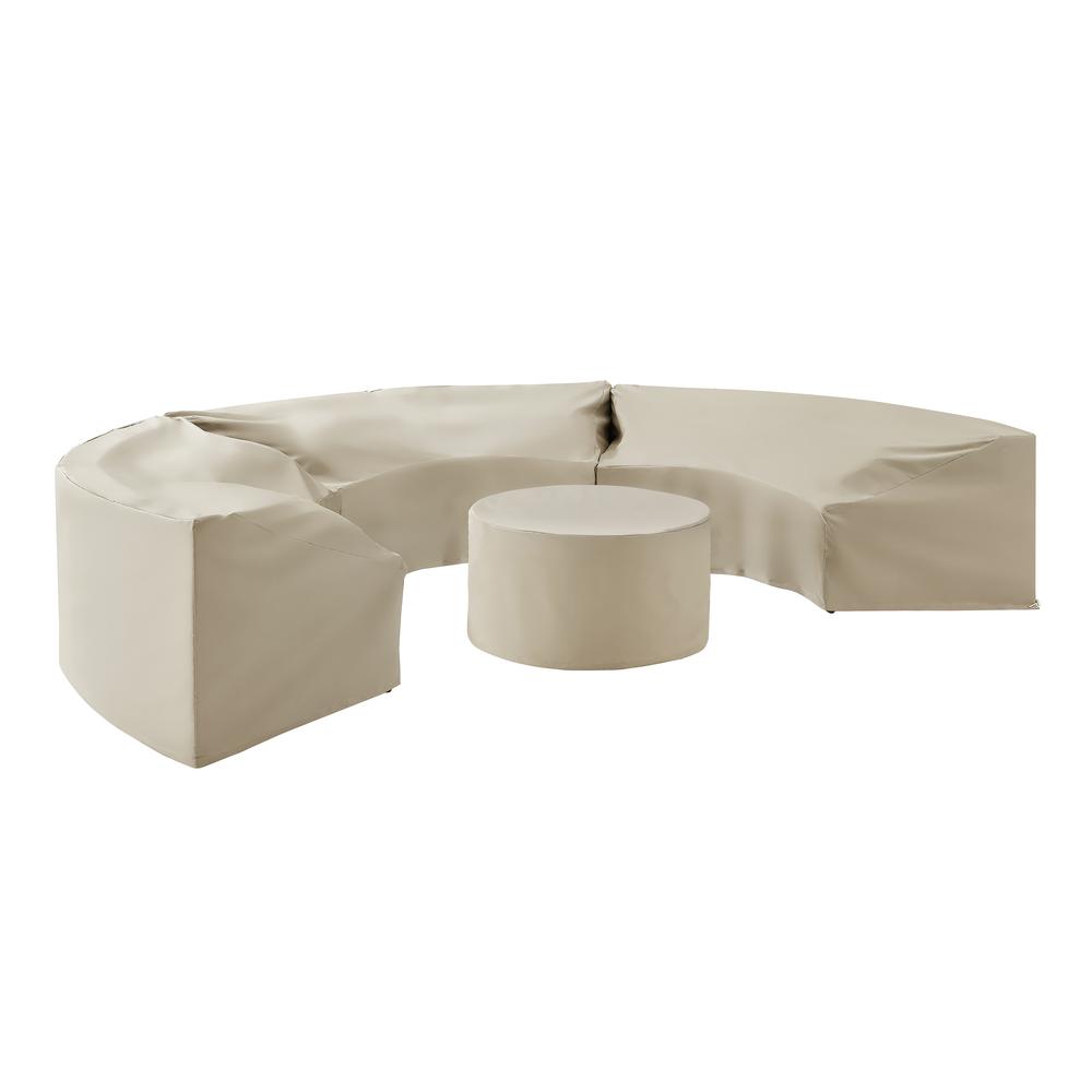 Catalina 4Pc Outdoor Furniture Cover Set, 3 Round Sectional Sofas & Coffee Table. Picture 3