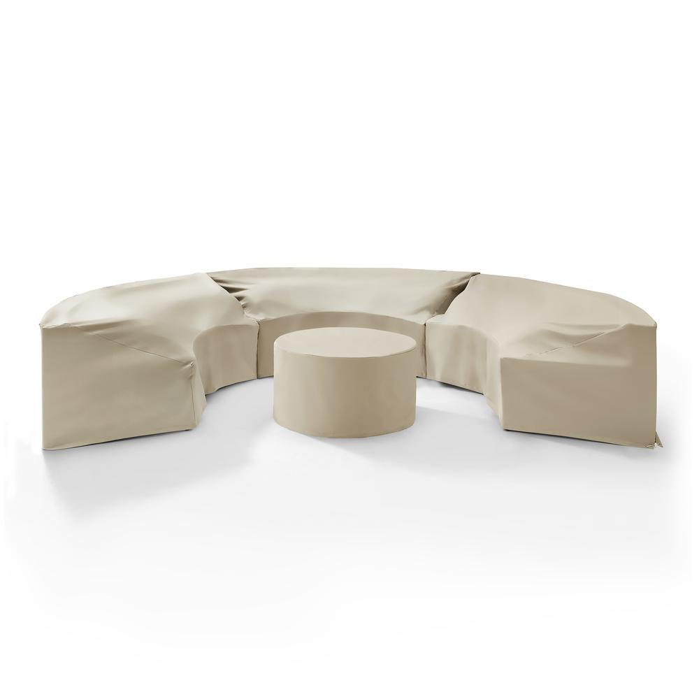 Catalina 4Pc Outdoor Furniture Cover Set, 3 Round Sectional Sofas & Coffee Table. Picture 1