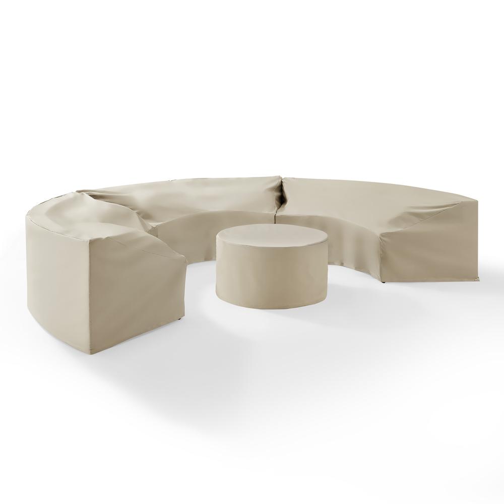 Catalina 4Pc Outdoor Furniture Cover Set, 3 Round Sectional Sofas & Coffee Table. Picture 5