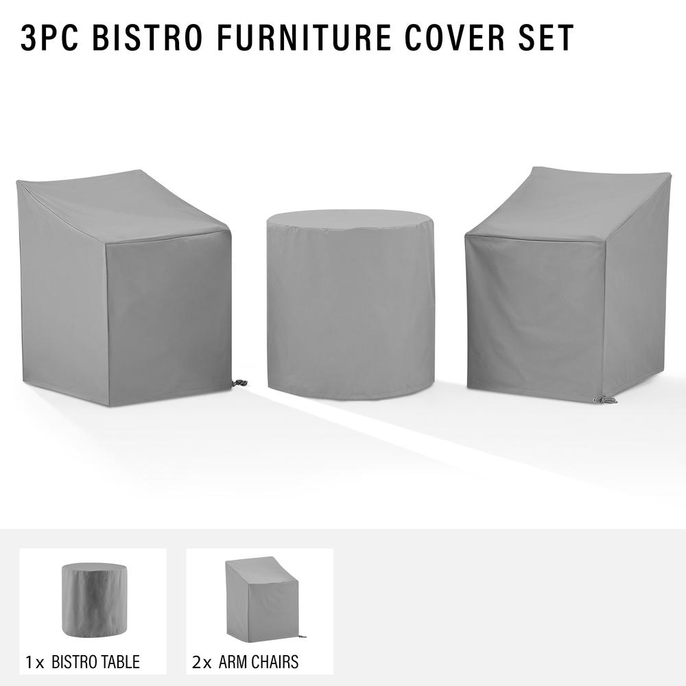 3Pc Outdoor Bistro Furniture Cover Set - 2 Dining Arm Chairs & 1 Bistro Table. Picture 5