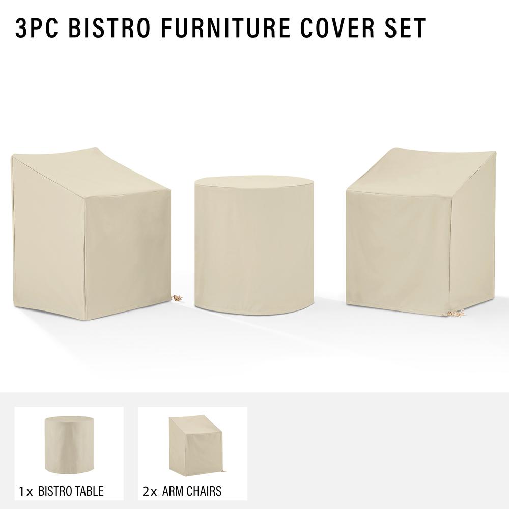 3Pc Outdoor Bistro Furniture Cover Set - 2 Dining Arm Chairs & 1 Bistro Table. Picture 4