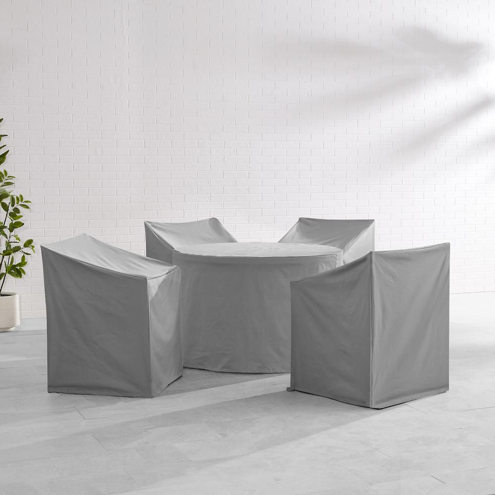 5Pc Round Outdoor Dining Furniture Cover Set. Picture 3