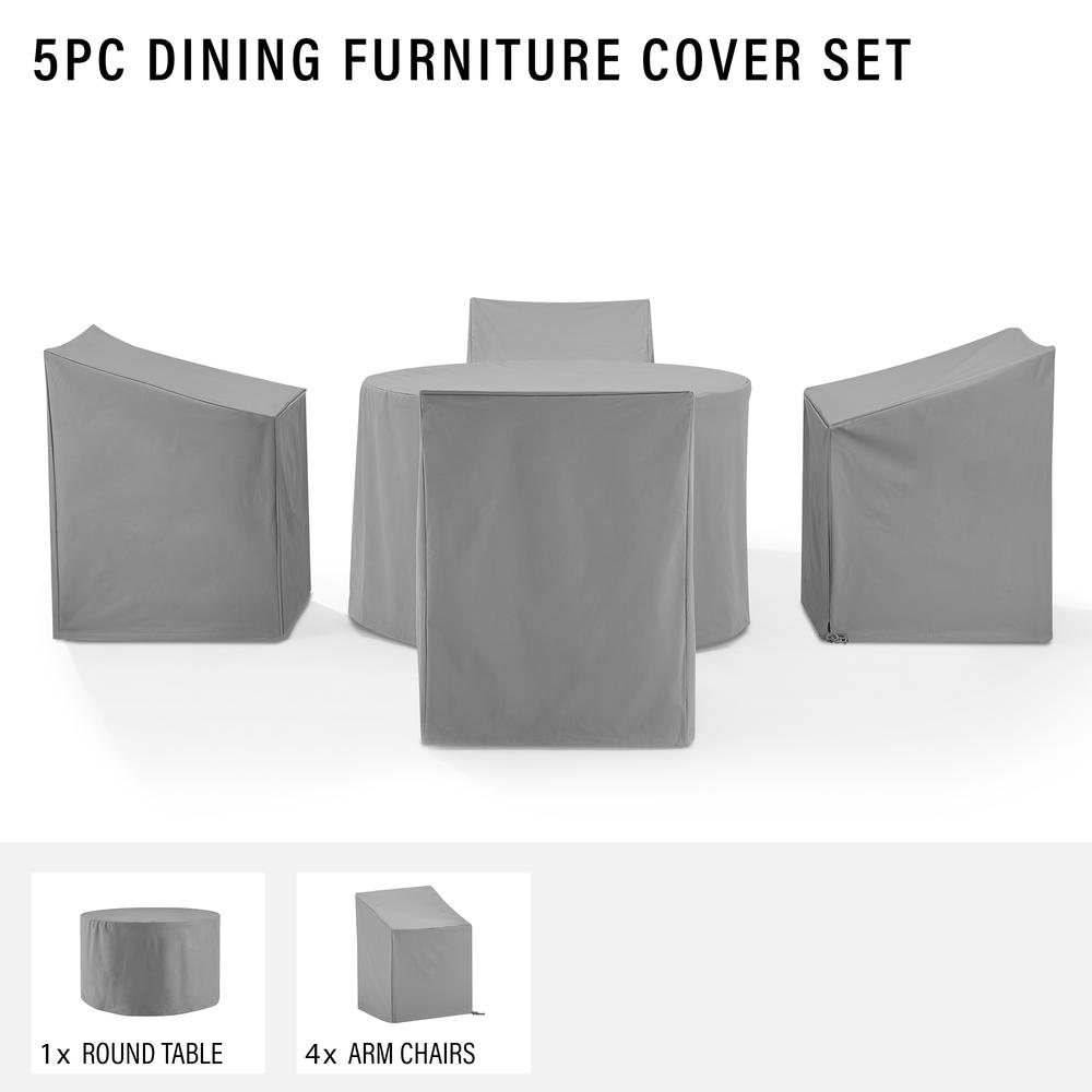 5Pc Round Outdoor Dining Furniture Cover Set. Picture 5