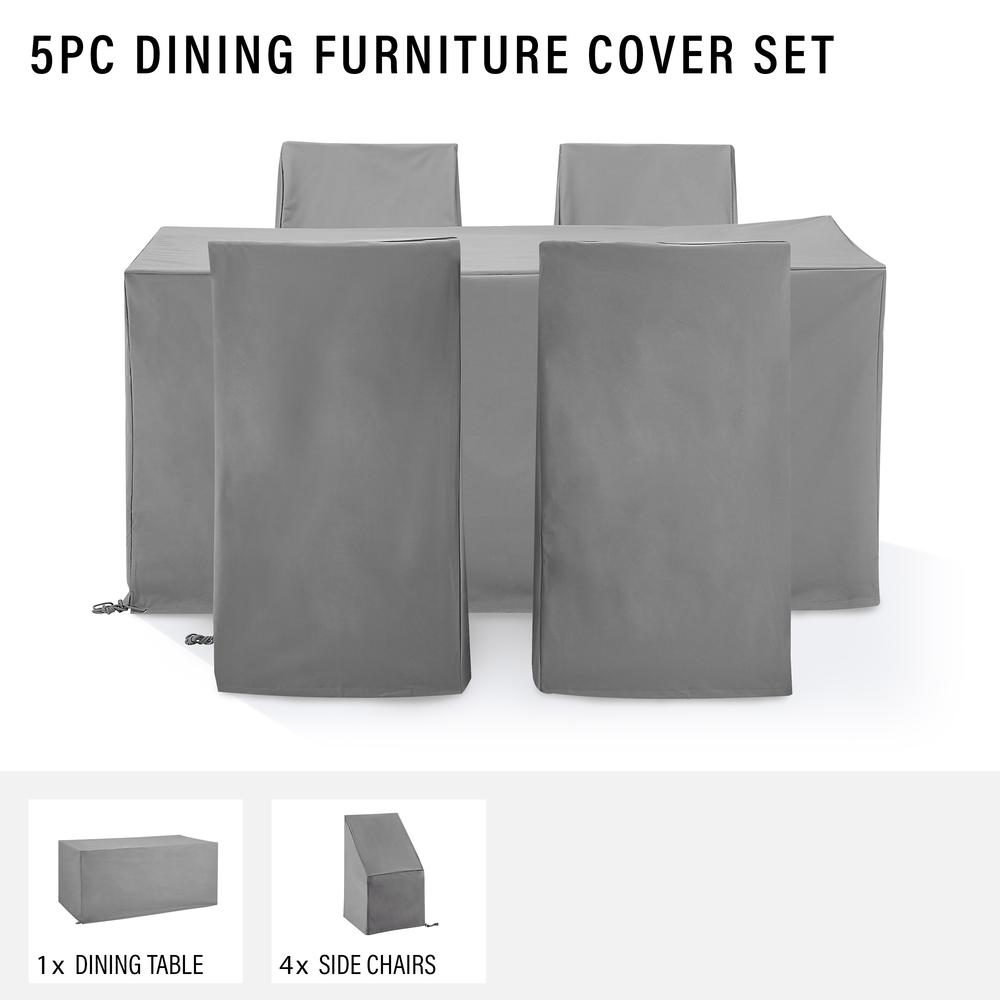 5Pc Outdoor Dining Furniture Cover Set - 4 Dining Side Chairs & 1 Dining Table. Picture 4