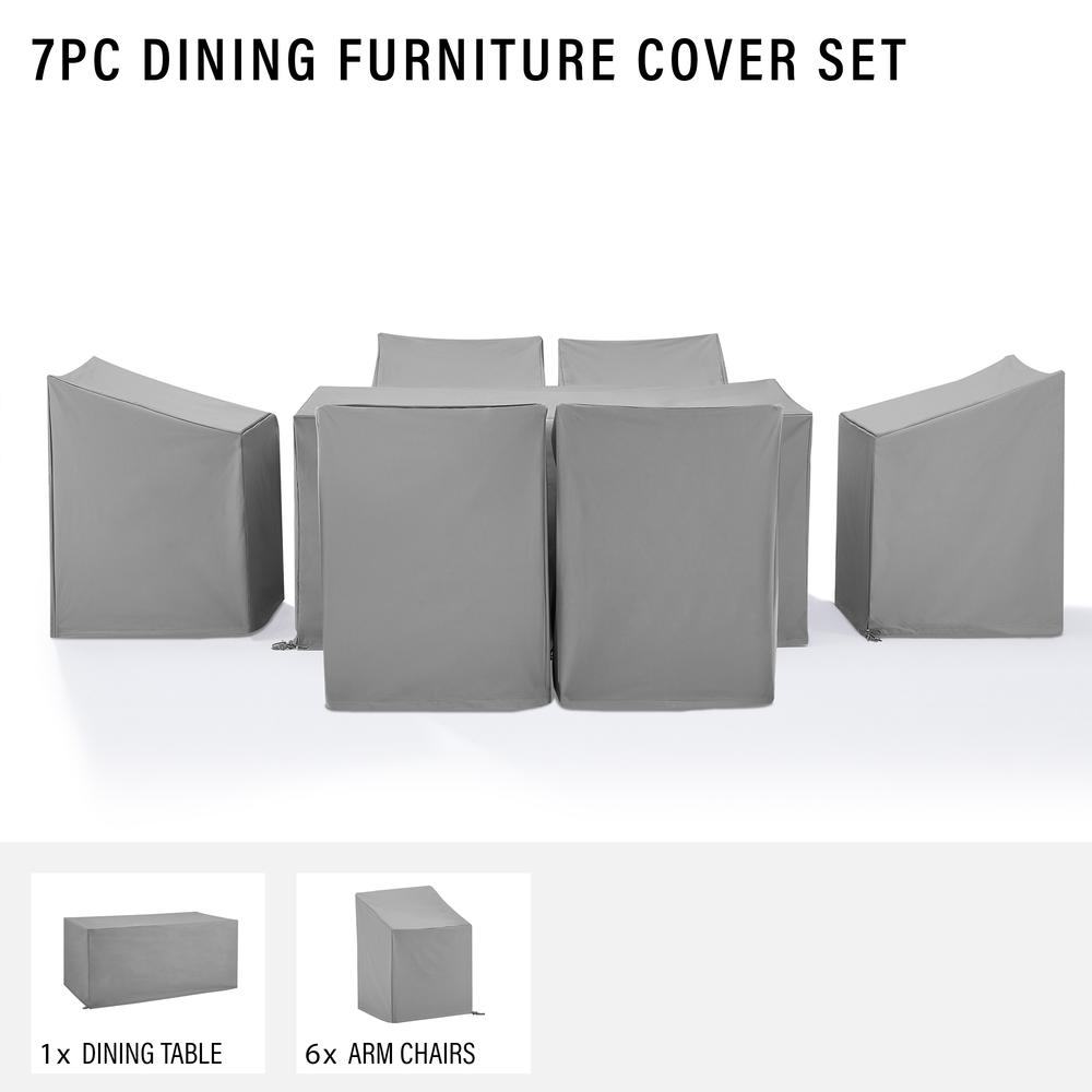 7Pc Outdoor Dining Furniture Cover Set - 6 Dining Arm Chairs & 1 Dining Table. Picture 4