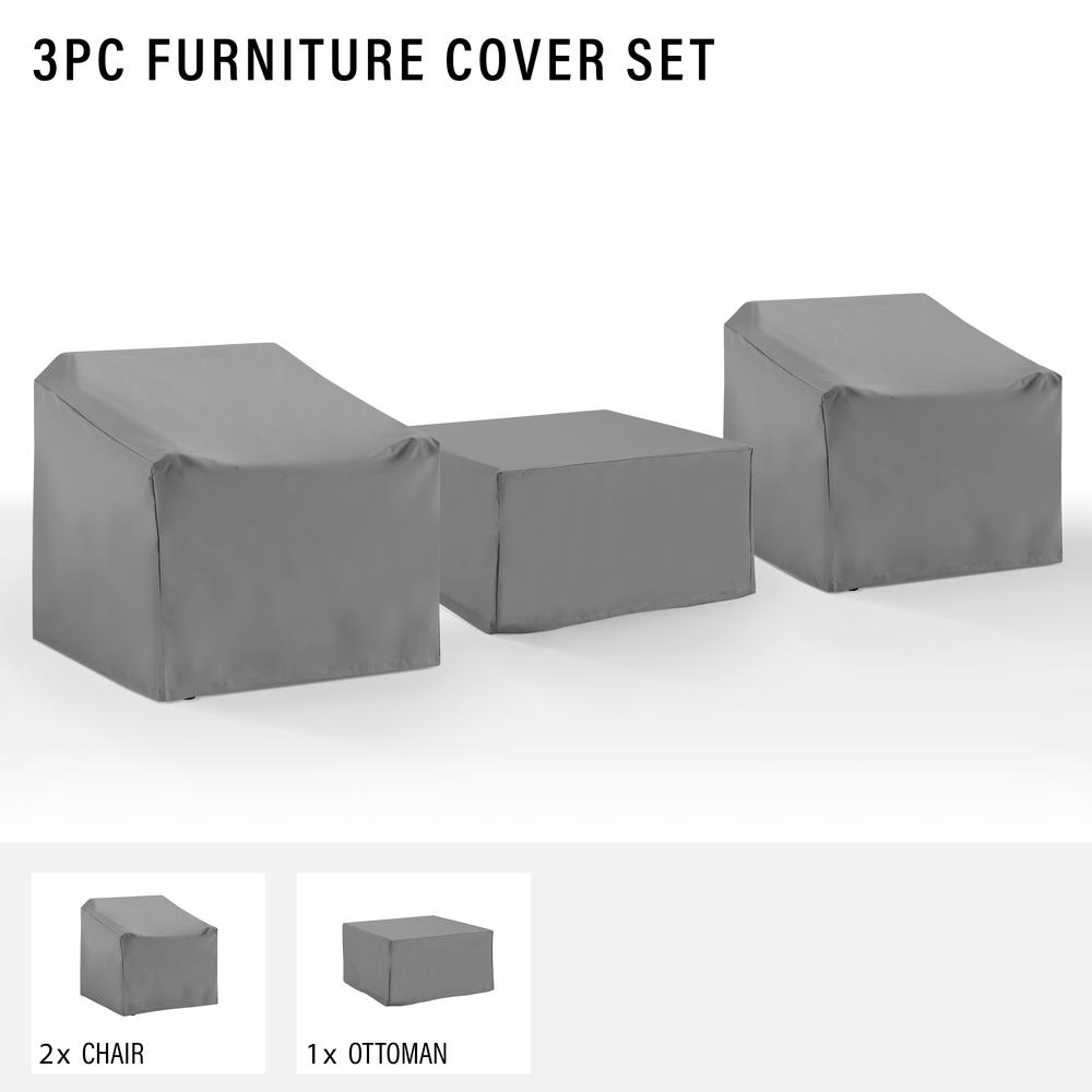 3Pc Outdoor Furniture Cover Set - 2 Chairs & 1 Square Table/Ottoman. Picture 3
