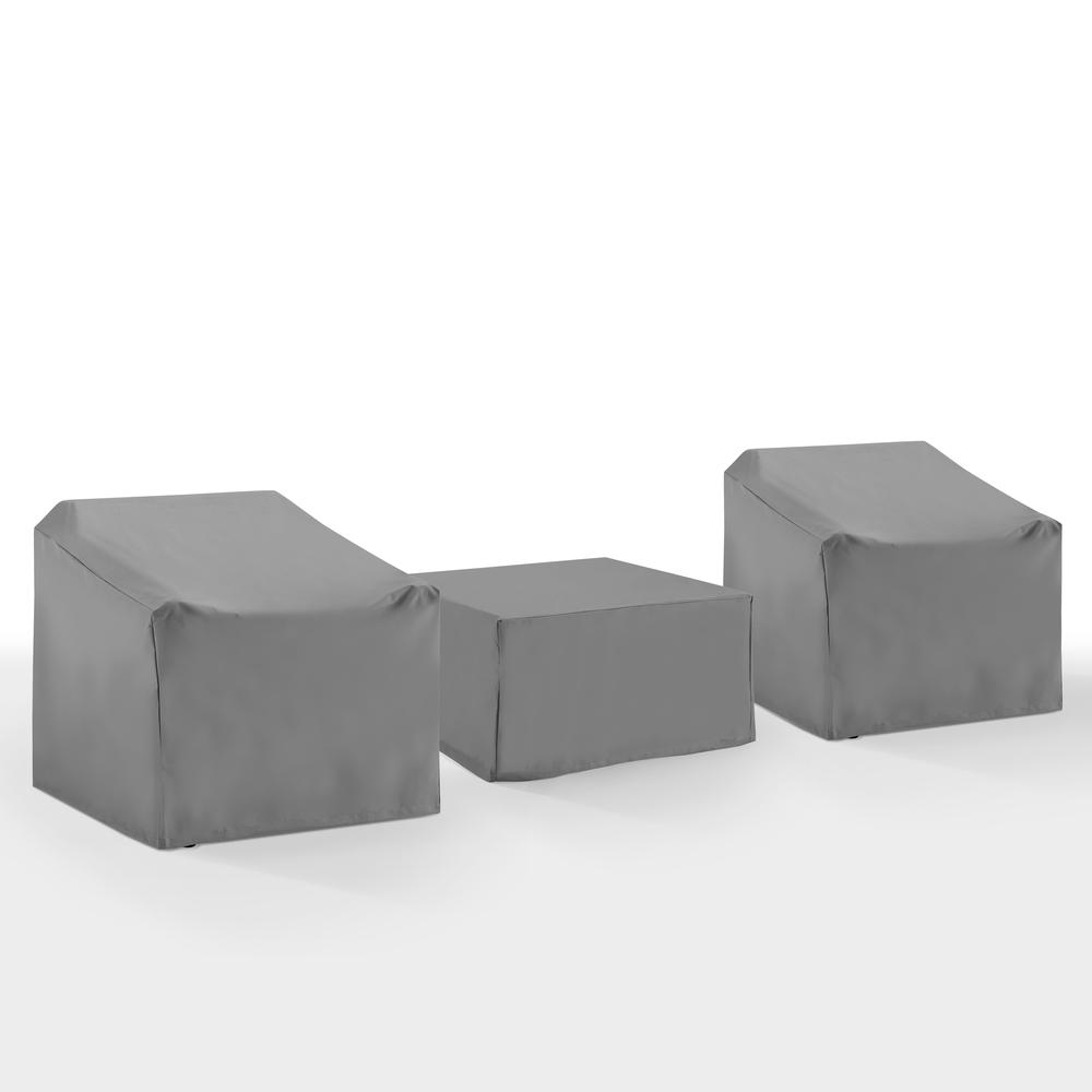 3Pc Outdoor Furniture Cover Set - 2 Chairs & 1 Square Table/Ottoman. Picture 1
