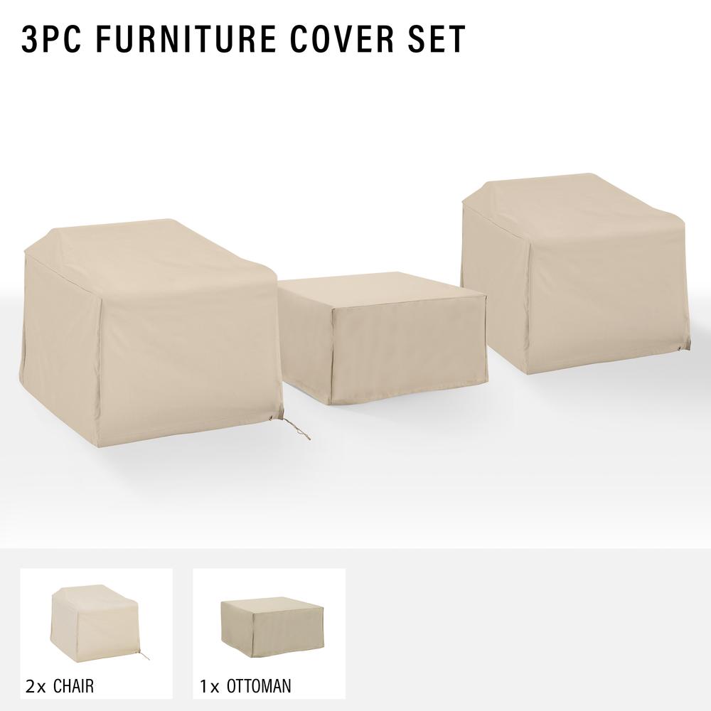 3Pc Outdoor Furniture Cover Set - 2 Chairs & 1 Square Table/Ottoman. Picture 3