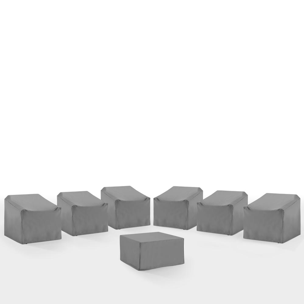 7Pc Outdoor Sectional Furniture Cover Set - 6 Chairs & 1 Square Table/Ottoman. Picture 1
