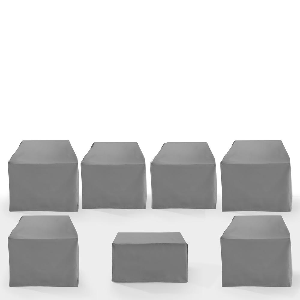 7Pc Outdoor Sectional Furniture Cover Set - 6 Chairs & 1 Square Table/Ottoman. Picture 2