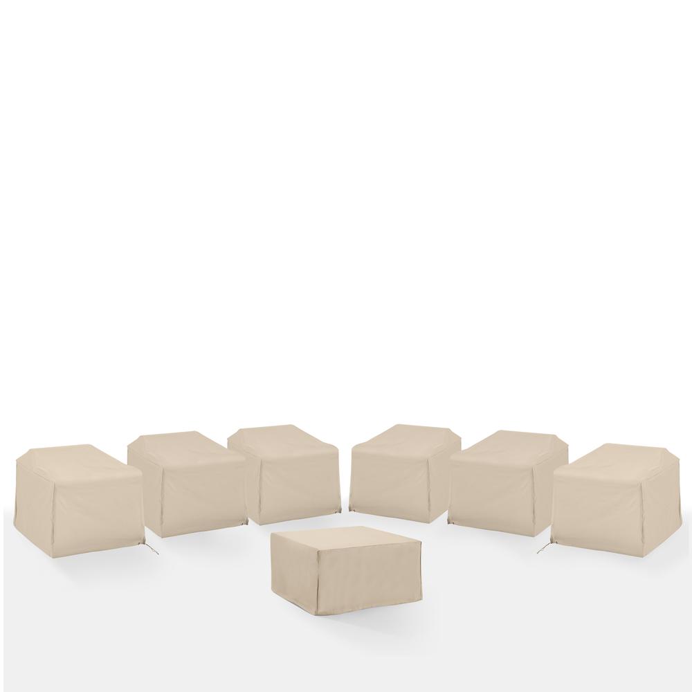 7Pc Outdoor Sectional Furniture Cover Set - 6 Chairs & 1 Square Table/Ottoman. Picture 1
