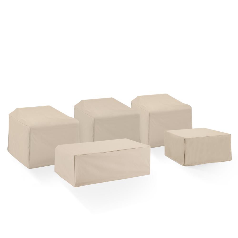 5Pc Outdoor Furniture Cover Set, 3 Chairs, 1 Coffee Table, 1 Table/Ottoman. Picture 1