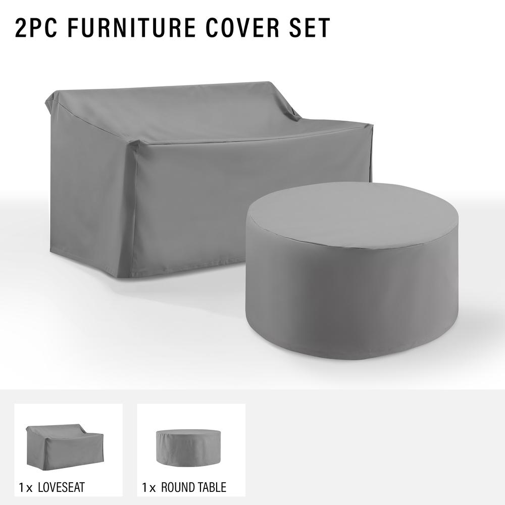 2Pc Outdoor Furniture Cover Set - Loveseat & Round Table. Picture 3