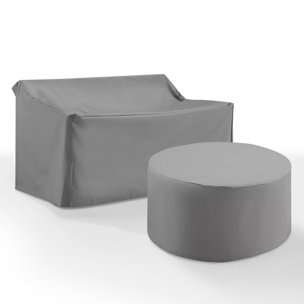 2Pc Outdoor Furniture Cover Set - Loveseat & Round Table. Picture 1