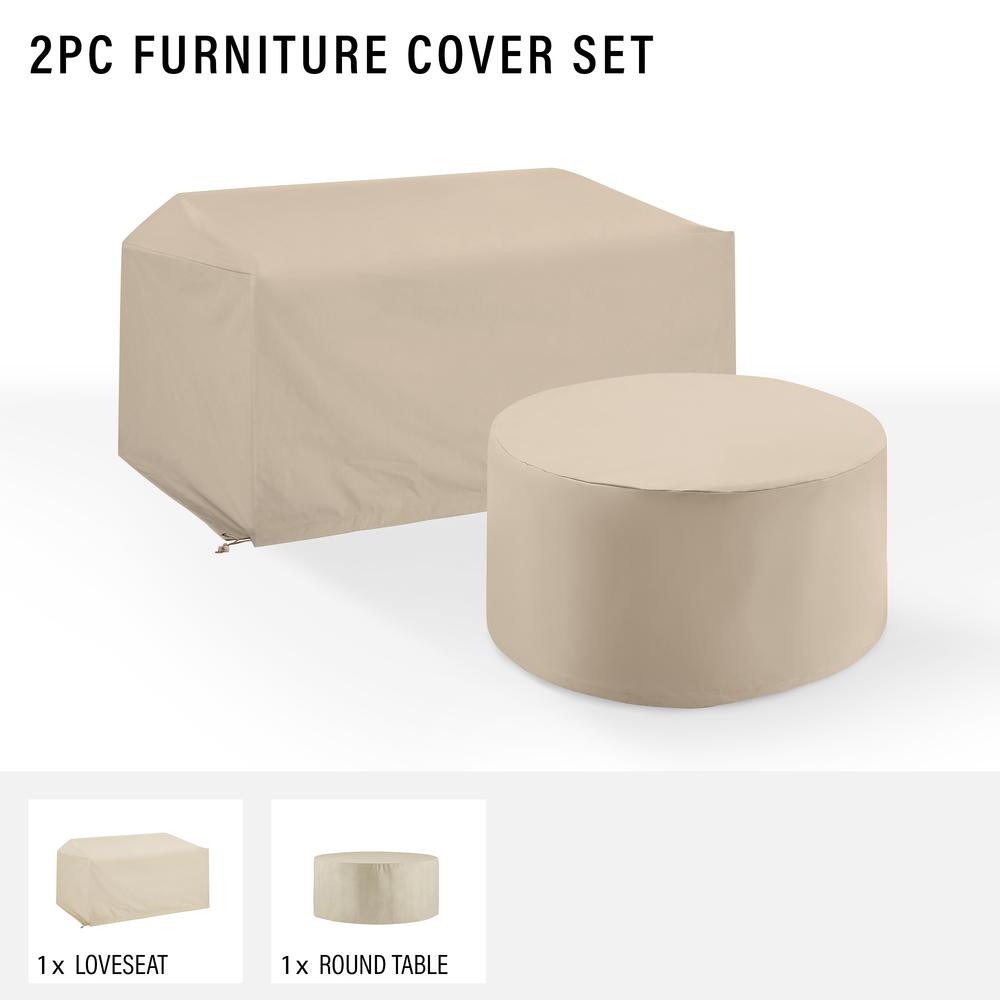 2Pc Outdoor Furniture Cover Set - Loveseat & Round Table. Picture 3