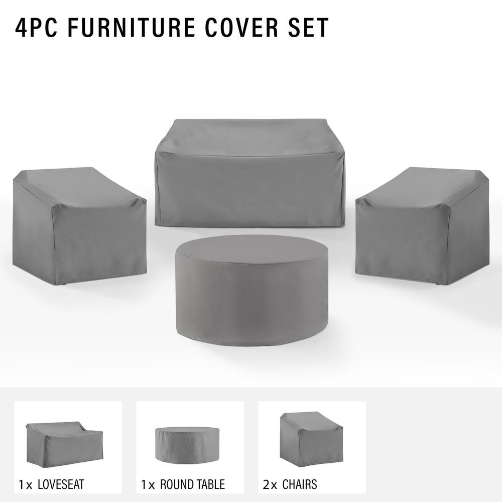 4Pc Outdoor Furniture Cover Set - 2 Chairs, 1 Loveseat, & 1 Round Table. Picture 3