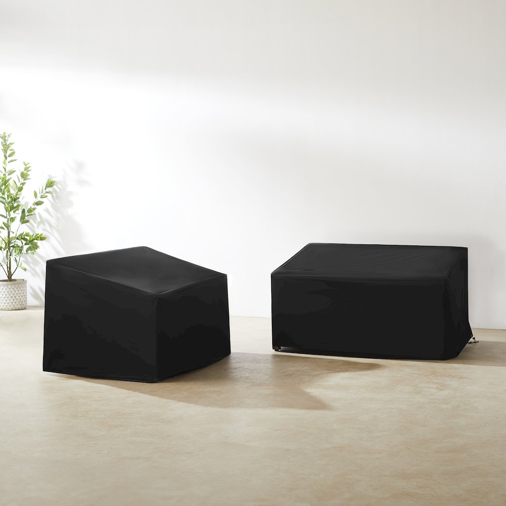 2Pc Outdoor Loveseat Furniture Cover Set - 2 Loveseats. Picture 2