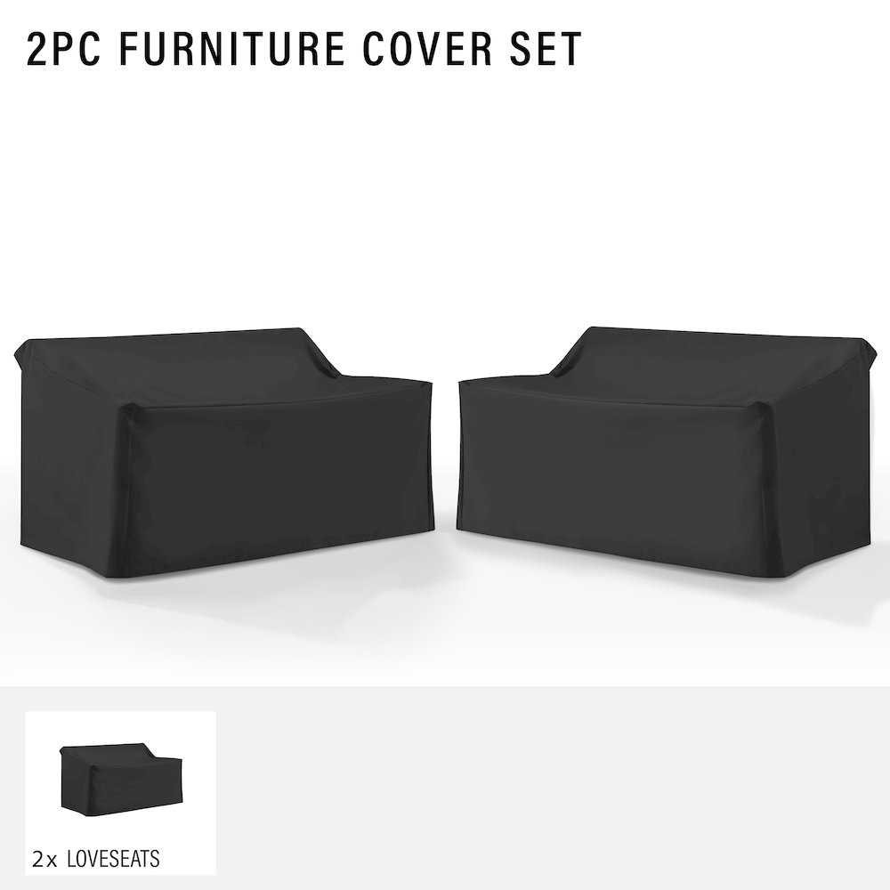 2Pc Outdoor Loveseat Furniture Cover Set - 2 Loveseats. Picture 3