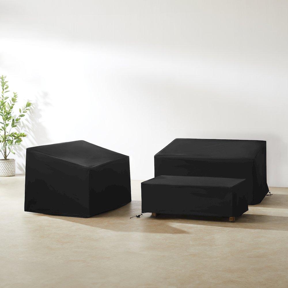 3Pc Outdoor Furniture Cover Set - 2 Loveseats & 1 Coffee Table. Picture 2