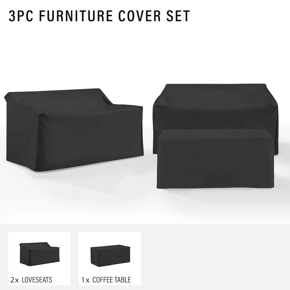 3Pc Outdoor Furniture Cover Set - 2 Loveseats & 1 Coffee Table. Picture 4