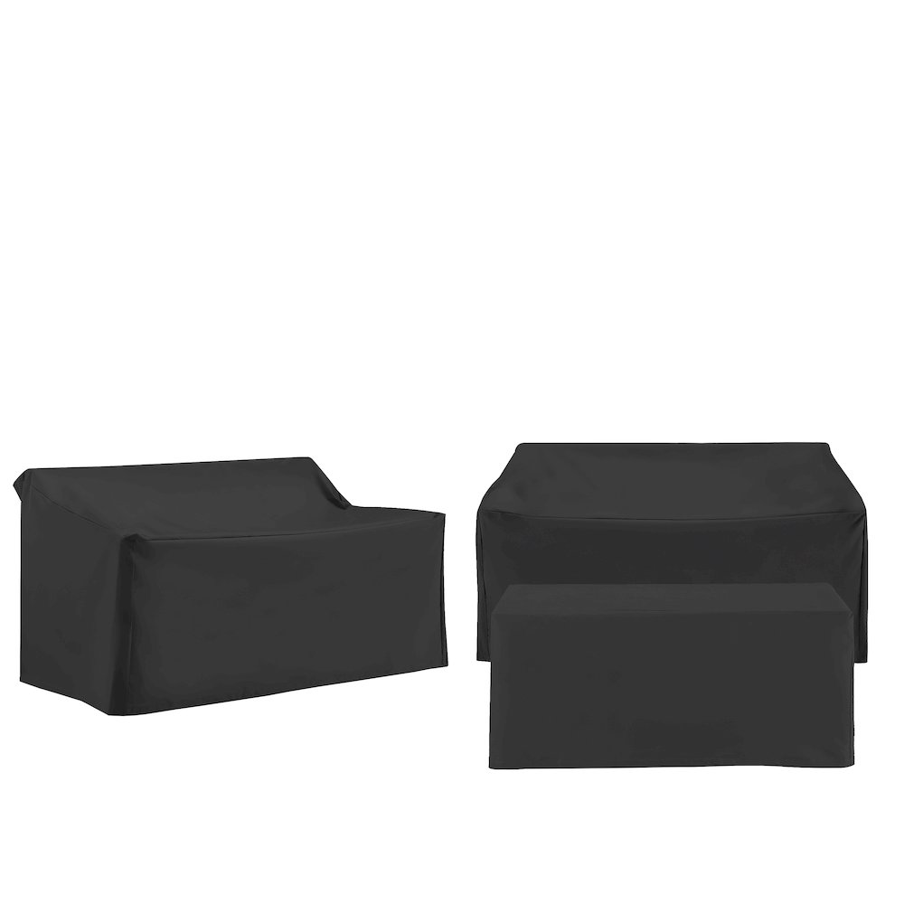 3Pc Outdoor Furniture Cover Set - 2 Loveseats & 1 Coffee Table. Picture 5
