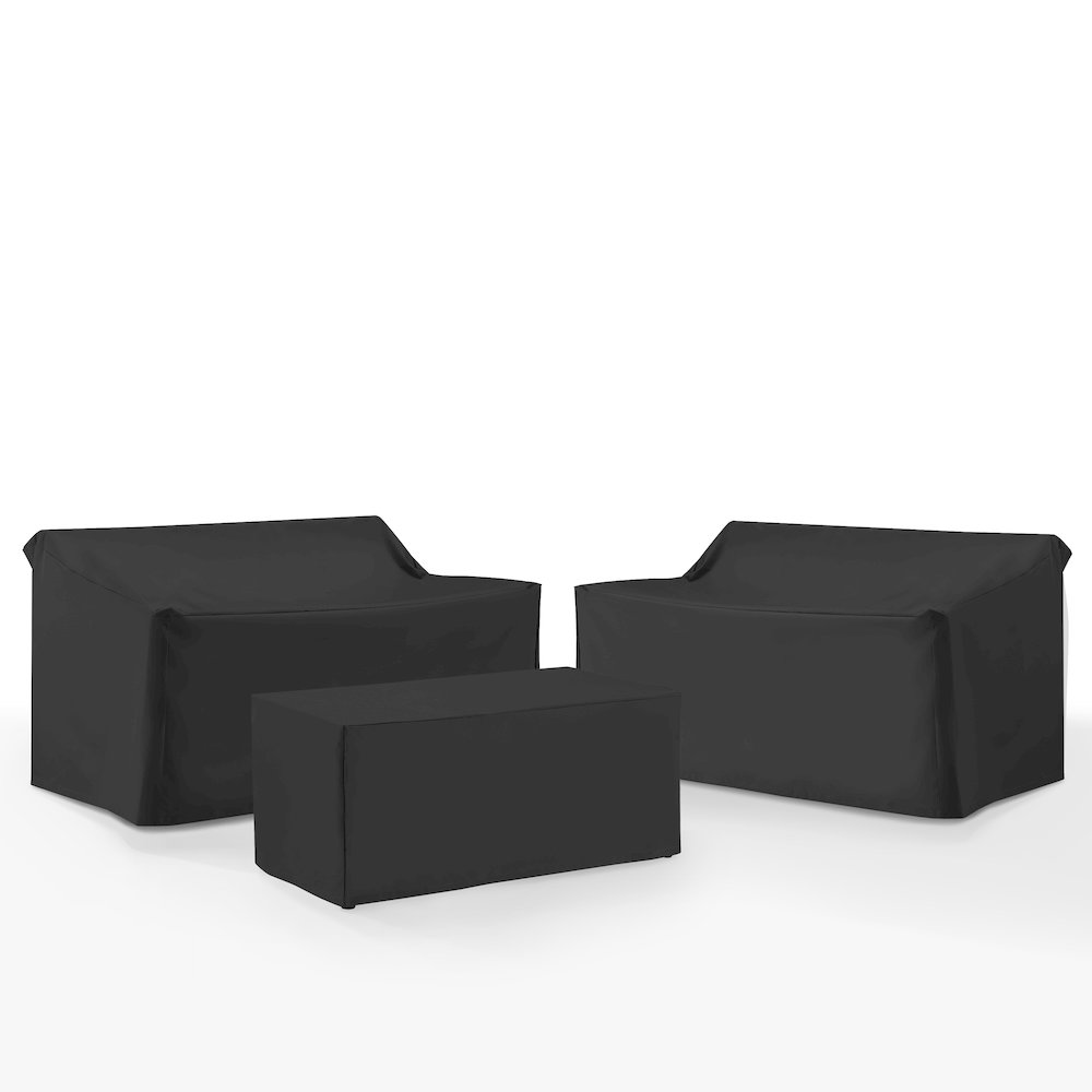 3Pc Outdoor Furniture Cover Set - 2 Loveseats & 1 Coffee Table. Picture 8