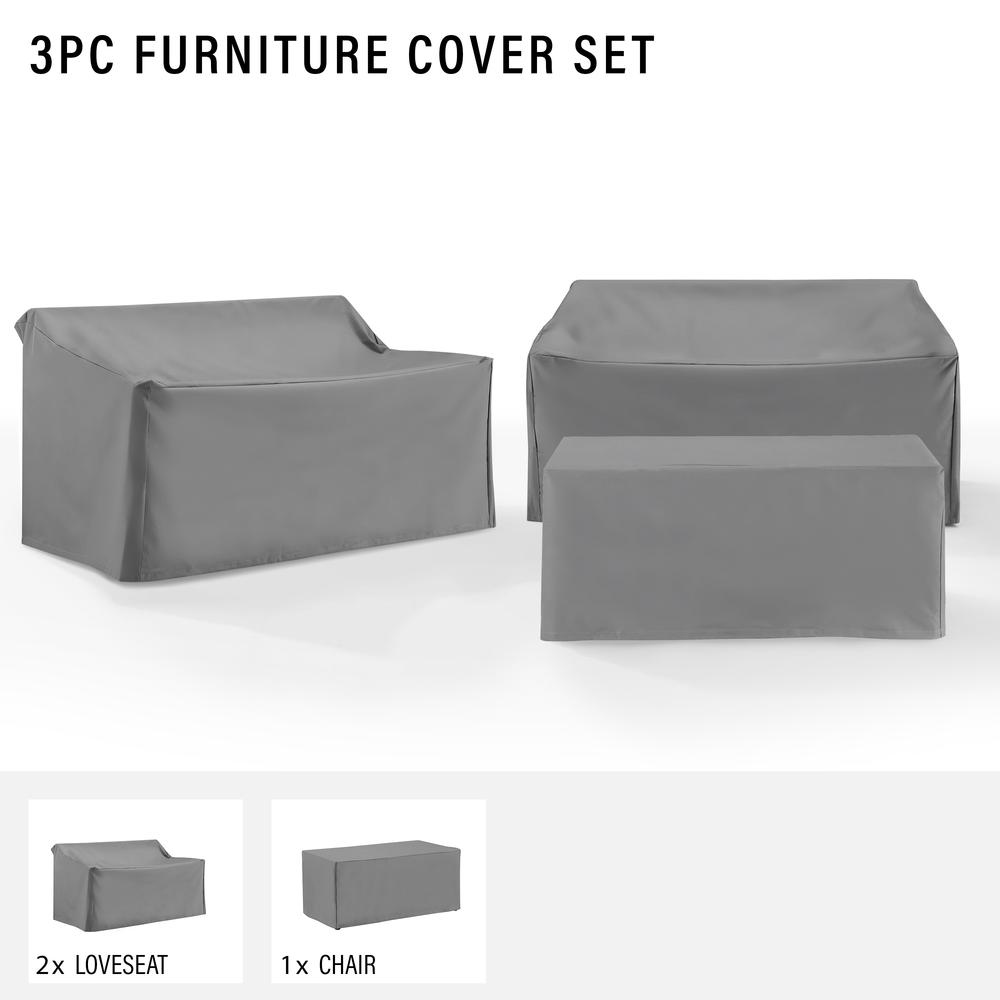 3Pc Outdoor Furniture Cover Set - 2 Loveseats & 1 Coffee Table. Picture 4