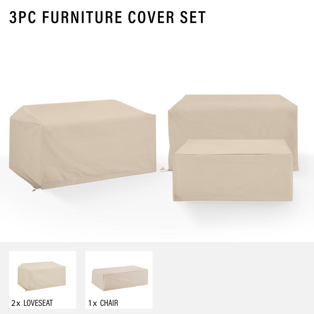 3Pc Outdoor Furniture Cover Set - 2 Loveseats & 1 Coffee Table. Picture 4