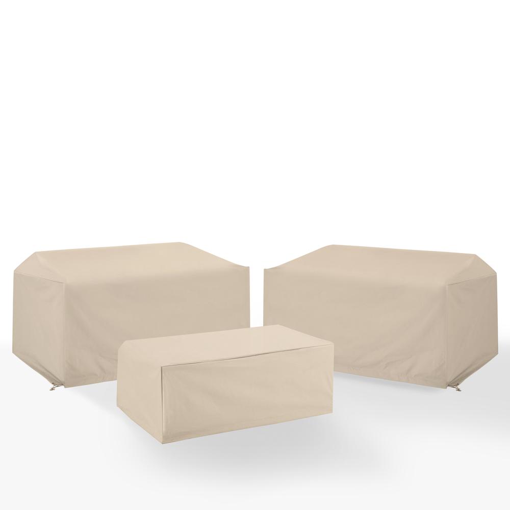 3Pc Outdoor Furniture Cover Set - 2 Loveseats & 1 Coffee Table. Picture 2