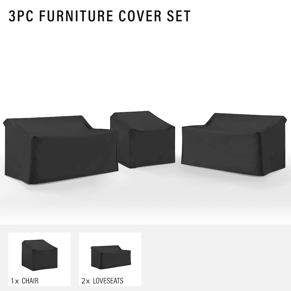 3Pc Outdoor Sectional Furniture Cover Set - 2 Loveseats & 1 Chair. Picture 2