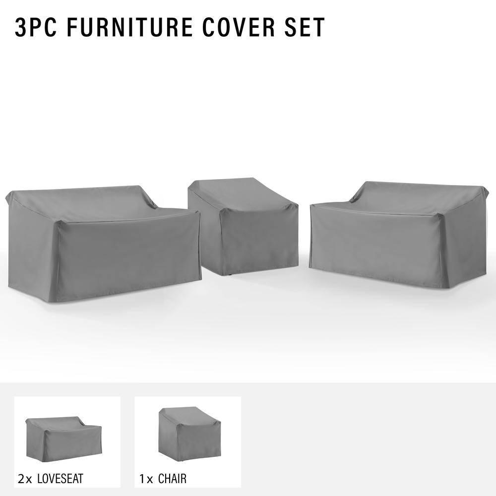 3Pc Outdoor Sectional Furniture Cover Set - 2 Loveseats & 1 Chair. Picture 3