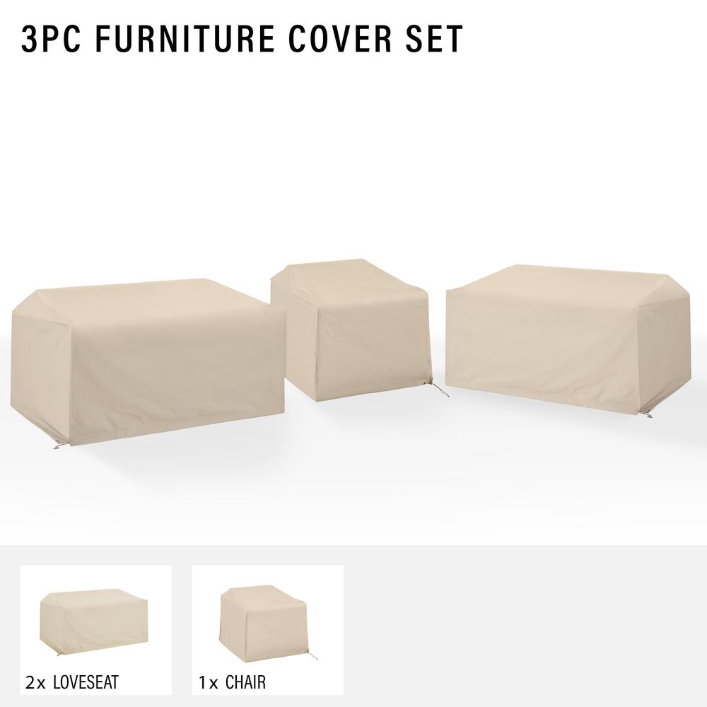 3Pc Outdoor Sectional Furniture Cover Set - 2 Loveseats & 1 Chair. Picture 3