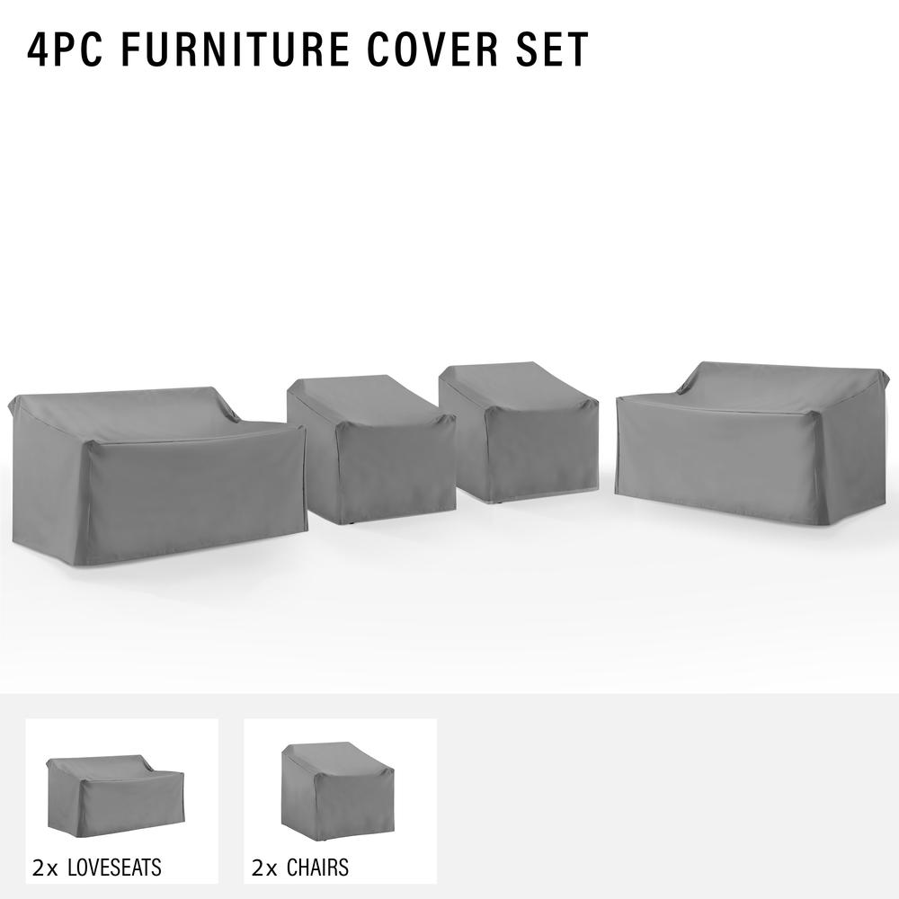 4Pc Outdoor Sectional Furniture Cover Set - 2 Loveseats & 2 Chairs. Picture 3