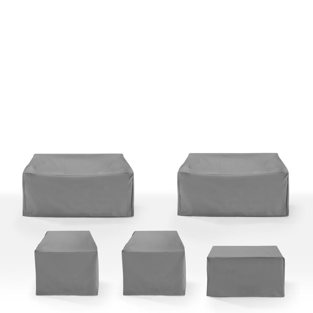 5Pc Outdoor Furniture Cover Set, 2 Loveseats, 2 Chairs, & 1 Square Table/Ottoman. Picture 2