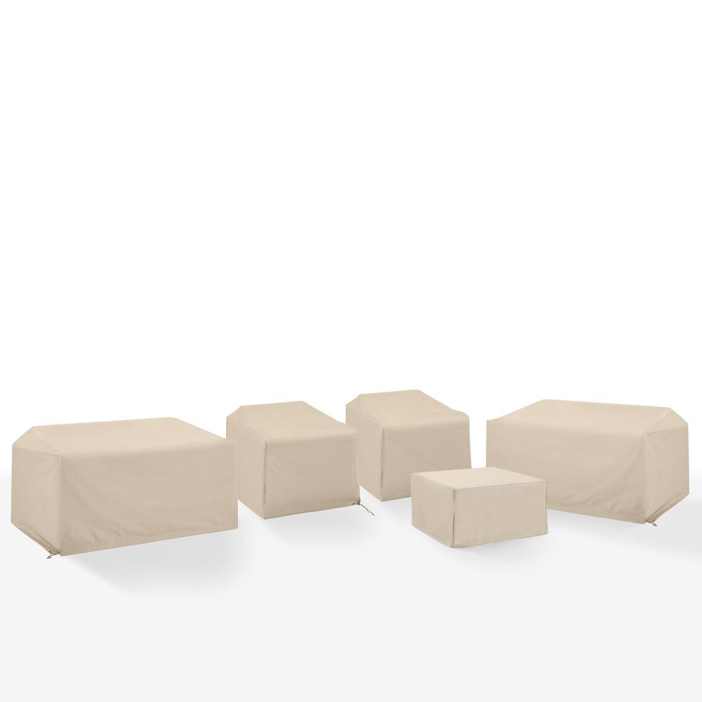 5Pc Outdoor Furniture Cover Set, 2 Loveseats, 2 Chairs, & 1 Square Table/Ottoman. Picture 1